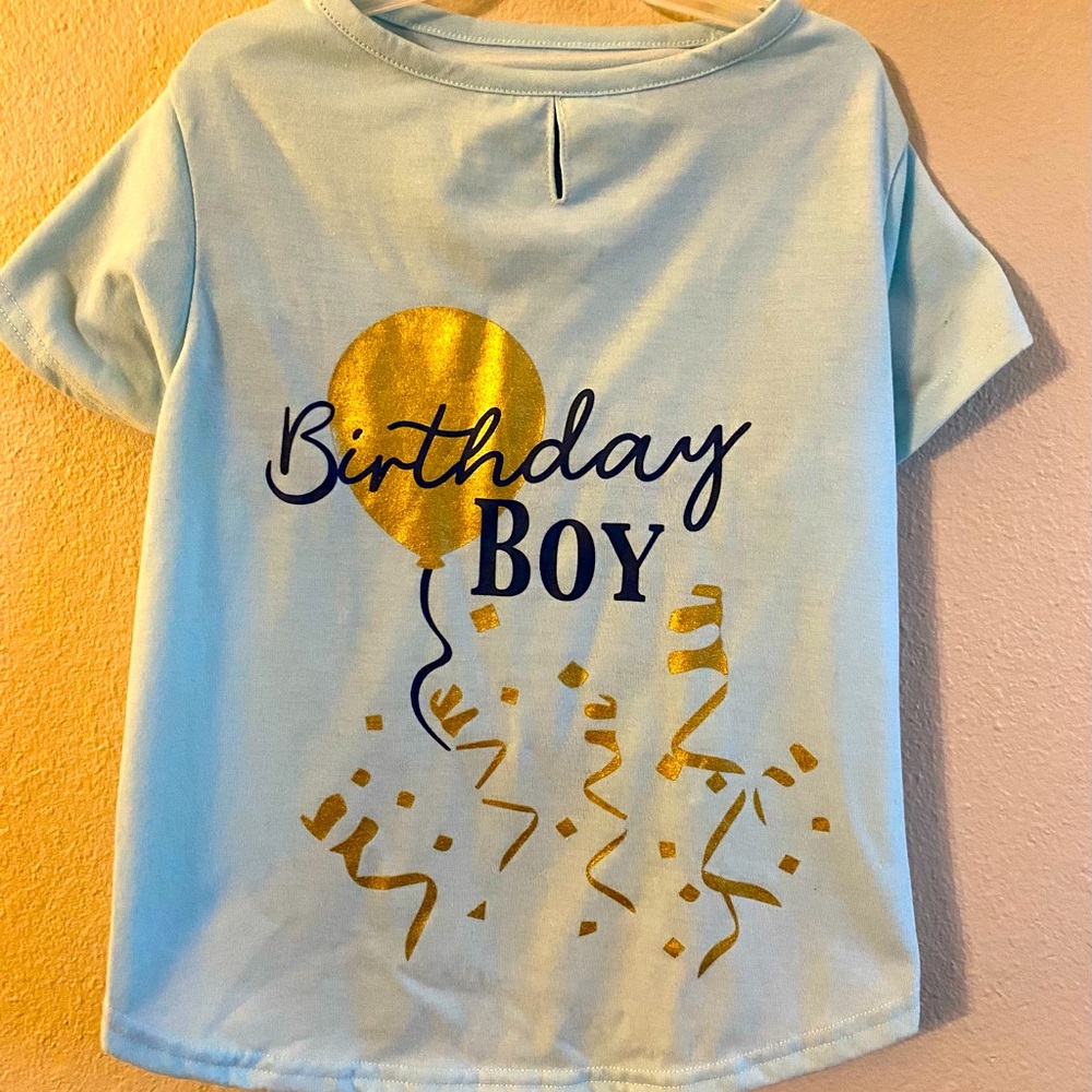 Happy Birthday Dog Puppy Pet Blue Celebration Happy Birthday Shirt Clothing XL